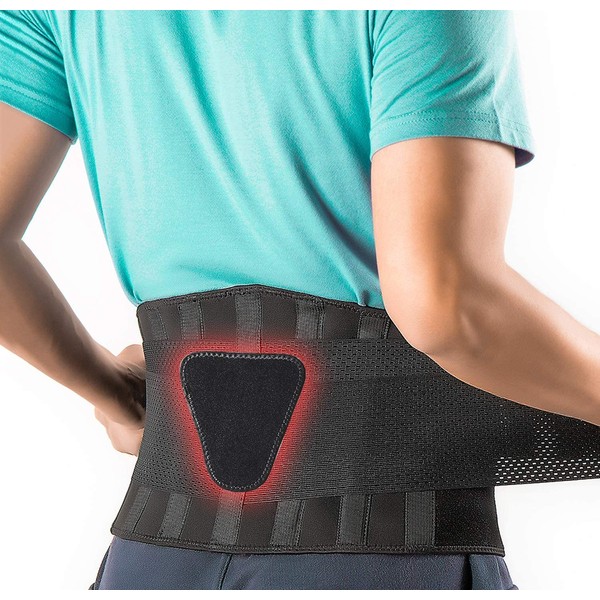 FEATOL Back Brace Support Belt-Lumbar Support Back Brace for Lifting,Back Pain, Sciatica, Scoliosis, Herniated Disc Adjustable Support Straps-Lower Back Brace with Removable Lumbar Pad for Men & Women