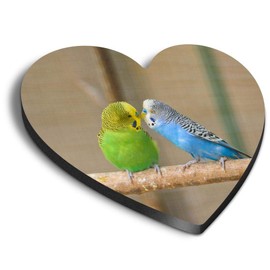 1 x Heart MDF Magnets - Kissing Budgie Birds Bird 45477