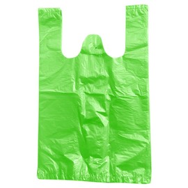 Green Plastic Bags Grocery Bags Plastic Shopping Bags with Handles T Shirt Bags for Small Business Store Retail Restaurant Standard Supermarket Size 20" x 12.5" (100 PCS)