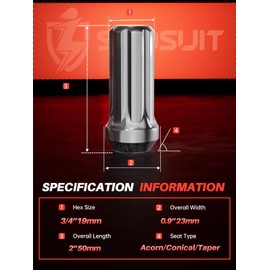 Sposuit M14x1.5 Spline Lug Nuts - Replacement for 2012-2024 RAM 2500, 2012-2024 3500 - Closed End Chrome Lug Nut with Socket(32 Pcs)