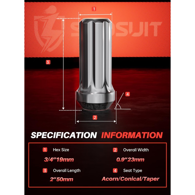 Sposuit M14x1.5 Spline Lug Nuts - Replacement for 2012-2024 RAM