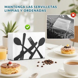 Servilletero para Mesa, BOJA Servilleteros para Mesa Elegantes, Servilletero Negro para Mesa para Cocina, Restaurante, Cafetería y Bar, Fácil de Limpiar