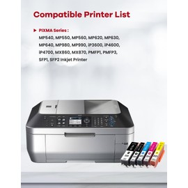 PGI-220 CLI-221 Ink Cartridges Replacement for Canon 220 221 PGI220 CLI221 Ink Cartridges Maxify MX860 MP980 MP560 MP620 MP640 MP990 iP4600 iP3600 iP4700 MX870 Printer Ink 5-Pack (PGBK/BK/C/M/Y)