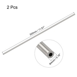 sourcing map 304 Stainless Steel Round Tube for Model 4 mm Outer Diameter 1 mm Wall Thickness 300 mm Long Pack of 2