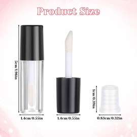SynHHergyx 10Pcs Lip Gloss Containers with Wand, 1.2ml Clear Plastic Empty Lip Gloss Tubes Mini Refillable Lips Balm Bottles for Lipstick Lips and Different Samples Travel (Black Tube Cap)