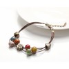 iSmile (SunTree) Ceramic Bracelet with Drawstring, Glass Stone Leather Silver