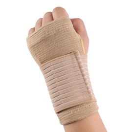 2 Piezas, Muñequera Elástica de Compresión, Protectores Palma, Muñequeras Apoyo para Levantamiento Pesas, Entrenamiento Rehabilitación, Muñequera Túnel Carpiano (Color piel)