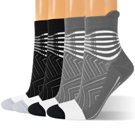 IRAMY Compression Ankle Support Socks Women - Coolmax Wicking, Cushioned Athletic, Plantar Fasciitis Relief 2 Pairs