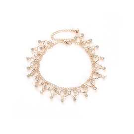 IMINI Tassel Rhinestone Anklet for Women Girls Fashion Dancing Yoga Anklets Link Chain Ankle Bracelet Summer Foot Chian Boho Beach Foot Jewelry Gifts (Gold)