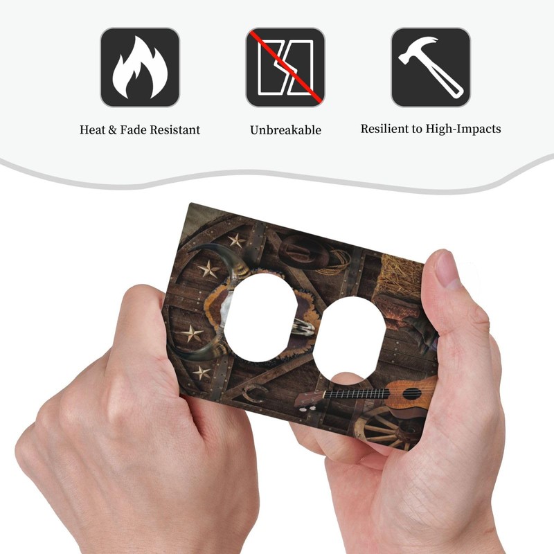 Western Wood Plank Rustic Barn Door Single Duplex Wall Plate