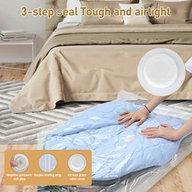 Hanging Vacuum Storage Bags, ZWMYF 4 PCS Space-saving Vacuum Bag for Clothes, Suits, Dresses, Coats or Jackets, Clear & Reusable Closet Organizer 145x70cm