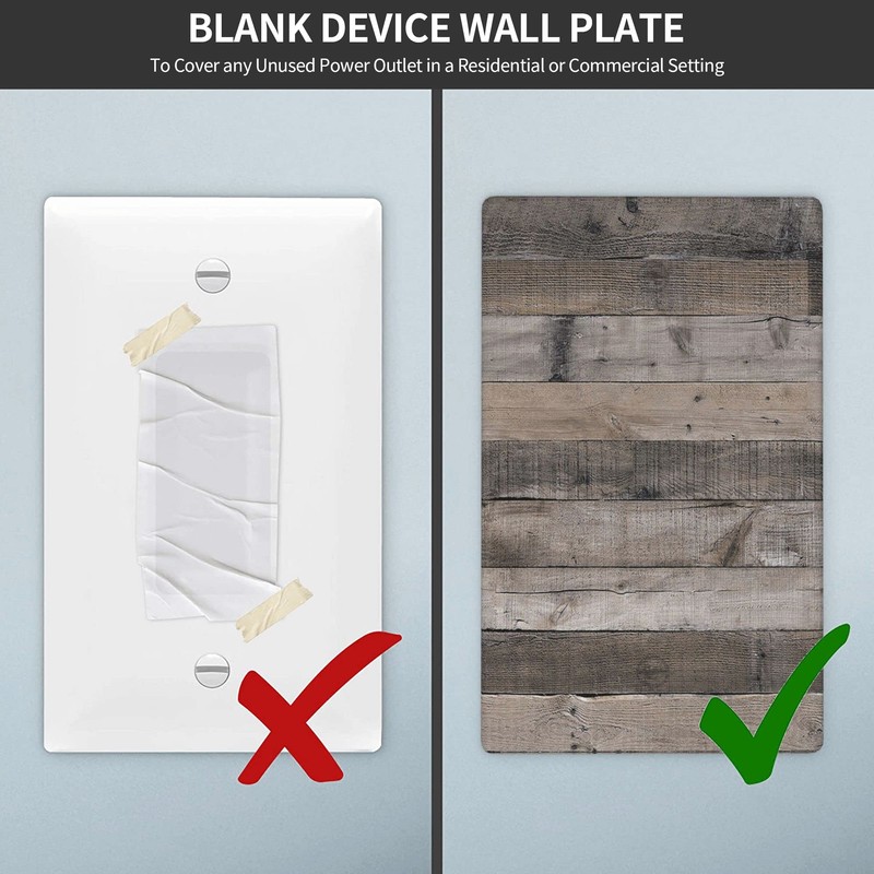 Gray Rustic Wood Blank Wall Plate 1 Gang Switch Plate
