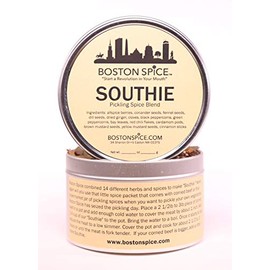 Boston Spice Southie South Boston Handmade Pickling Spice 14 Ingredients Seasoning Blend Packet Use For Corned Beef Brisket Meat New England Boiled Dinner Pickled Vegetables 1 Cup Tin w/ Red Chili Flakes wt. 4.2oz/120g