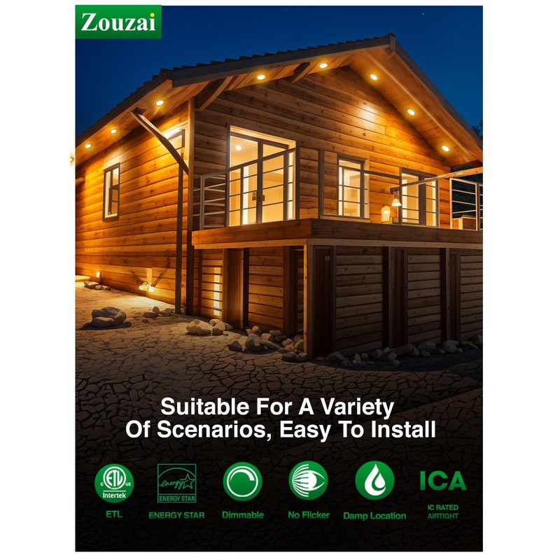 zouzai 6 Inch 5CCT Ultra-Thin LED Recessed Ceiling Light with