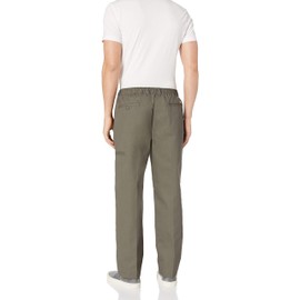 Benefit Wear Mens Adaptive Full Elastic Waist Twill Pants with Hook-and-Loop Waistband & Fly (XL, Olive)