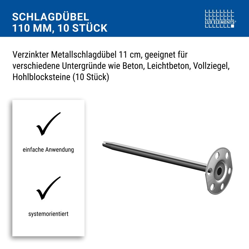 LUX ELEMENTS FIX-FID Impact Dowels 11 cm Pack of 10