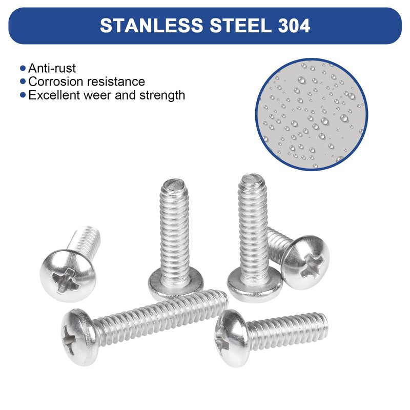 1200PCS Machine Screw Assortment Kit, JROUTH Phillips Pan Head #4-40#6-32#8-32#10-24
