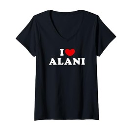 Damen I Love Alani, Ich Liebe Alani T-Shirt mit V-Ausschnitt
