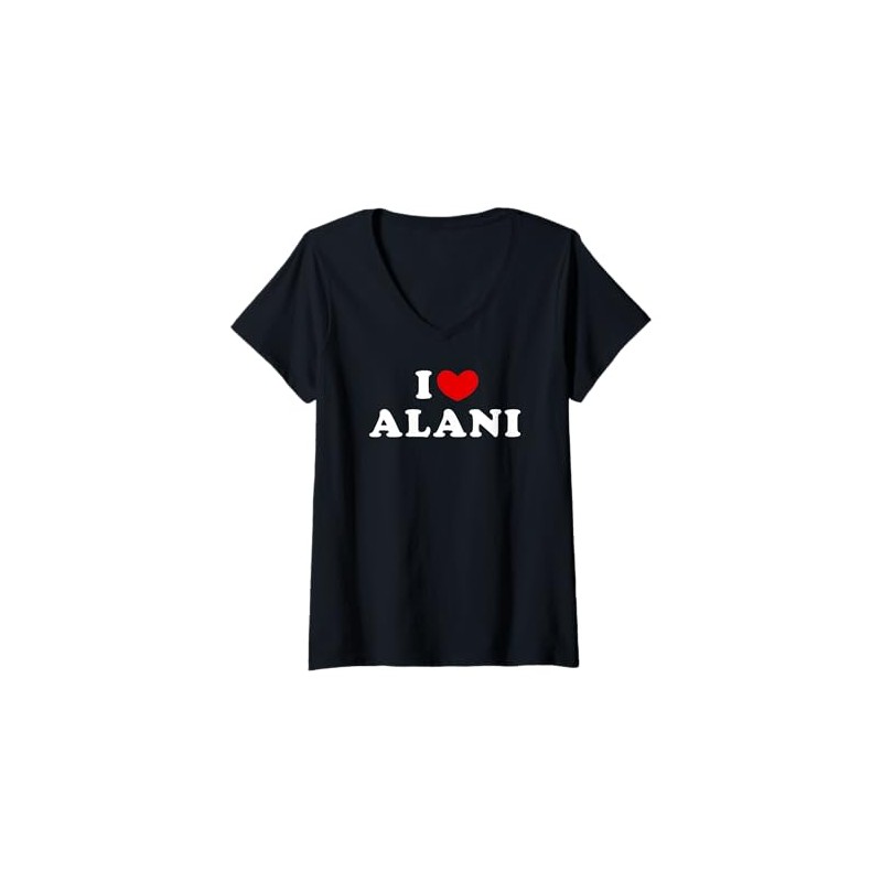 Damen I Love Alani, Ich Liebe Alani T-Shirt mit V-Ausschnitt