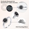Sterling Silver 1 Carat Round Cut Black Gemstone Cubic Zirconia