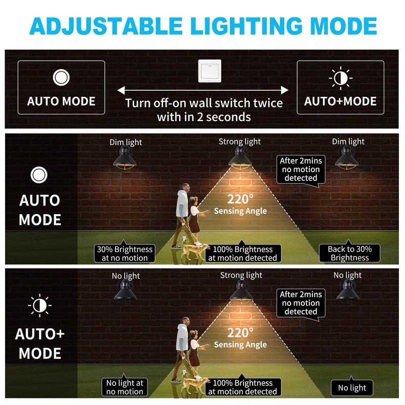 LONEDRUID 2 Pack Motion Sensor Outdoor LED Wall Light Dusk