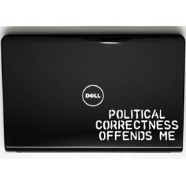 Political Correctness Offends Me - 8" x 3" die Cut Vinyl Decal/Bumper Sticker for Windows, Cars, JDM, Trucks, Bumpers, Tool Boxes, Boats, laptops - virtually Any Hard, Smooth Surface.