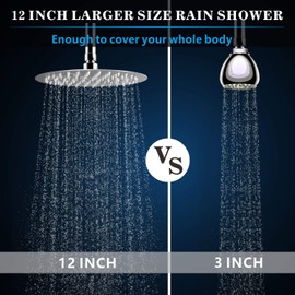 Voolan Rainfall Shower Head - High Flow Showerhead Made of 304 Stainless Steel - Universal Wall and Ceiling Mount(12 Inch, Chrome)