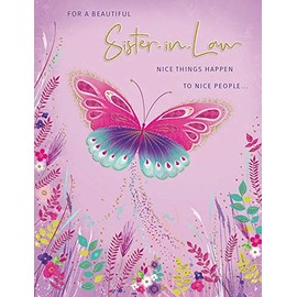 Piccadilly Greetings Group Ltd Modern Birthday Card Sister in Law - 8 x 6 inches, A11715, Lavender