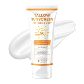 Protector solar de sebo de res SPF 50 con mineral: protección solar instantánea, óxido de zinc no nano, bloqueador solar sin grasa, fórmula no grasa - Playa, jogging, deportes al aire libre - 3 fl oz
