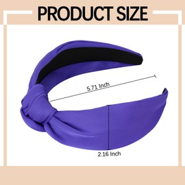 Ondder Dark Purple Headband Top Knot Headbands for Women Cloth Head Bands for Women’s Hair Wide Knotted Headbands for Women Non Slip Fashion Womens Headbands Cute Headbands for Girls