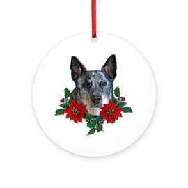 CafePress Blue Heeler Christmas Round 4" MDF Holiday Ornament