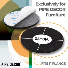 PIPE DECOR 3.5-in Round Felt Furniture Pads, Heavy Duty Adhesive for 3.5-in Diameter 1-in Pipe Floor Flanges and Furniture Legs, 4-Pack