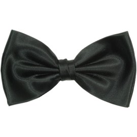 Lizzy Mens Classy Pre Made BOW TIE Wedding Party formal or special occasions Solid Color Fancy Tartan Bowteis Necktie Ties Burns Night (Black)