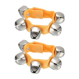 PATIKIL 2pcs Wrist Bells, Jingle Bells Ankle Bells Hand Bells Wrist Bells Bracelet Percussion Instruments Musical Rhythm Band with 5 Silvery Bells for Party Christmas, Orange