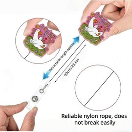 Funny and Cute Badge Reel Retractable Acrylic Alligator Badge Clip Cute Badge Reel Holder Nurse Doctor Name Tag Badge Clip for Nurse Doctor Office Worker ID Card Decor (Feeling loosey goosey)