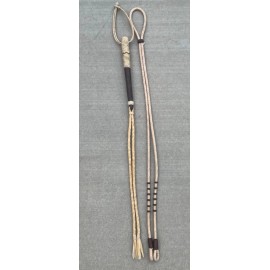 NELIDAS SOUTHERN IMPORTS SET OF BROWN RAWHIDE REINS AND HORSE QUIRT, SET CUARTA CHARRA Y RIENDAS DE CUERO