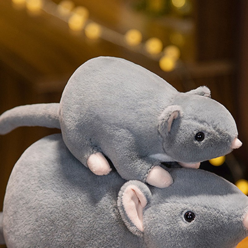 Plush Mouse Toy Funny High Simulation Gray Stuffed Mouse Animal
