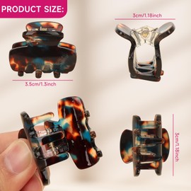 MOTIBACK Pack of 6 Small Hair Clips for Women, Multi-Colour Cellulose Acetate Hair Clips, Non-Slip, for Thin and Medium Hair, Stylish Hairstyle Accessories