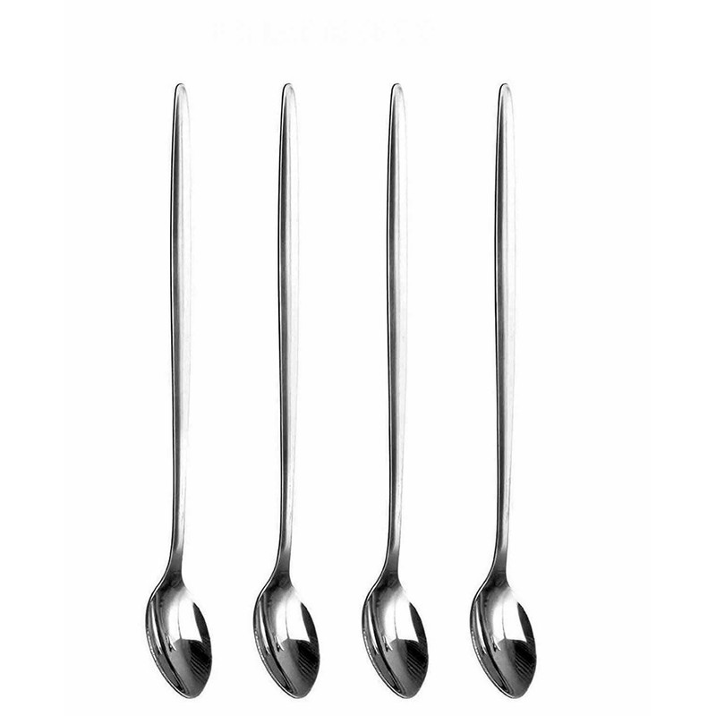 Pack of 4 - Long Handle Stainless Steel Latte Spoons