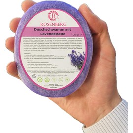 Handmade Sponge Soap with Natural Ingredients I Shower Soap I Gentle Care for Face and Body I Vegan, Sustainable, Moisturising I Fresh Fragrances (Pack of 1, Lavender)