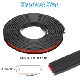 PATIKIL TPE U-Shape Edge Banding, 1/2 Inch x 9.8ft Self Adhesive Flexible Veneer Edging Trim Furniture Edge Protector for Shelf Cabinet Table Repair Restoration, Black