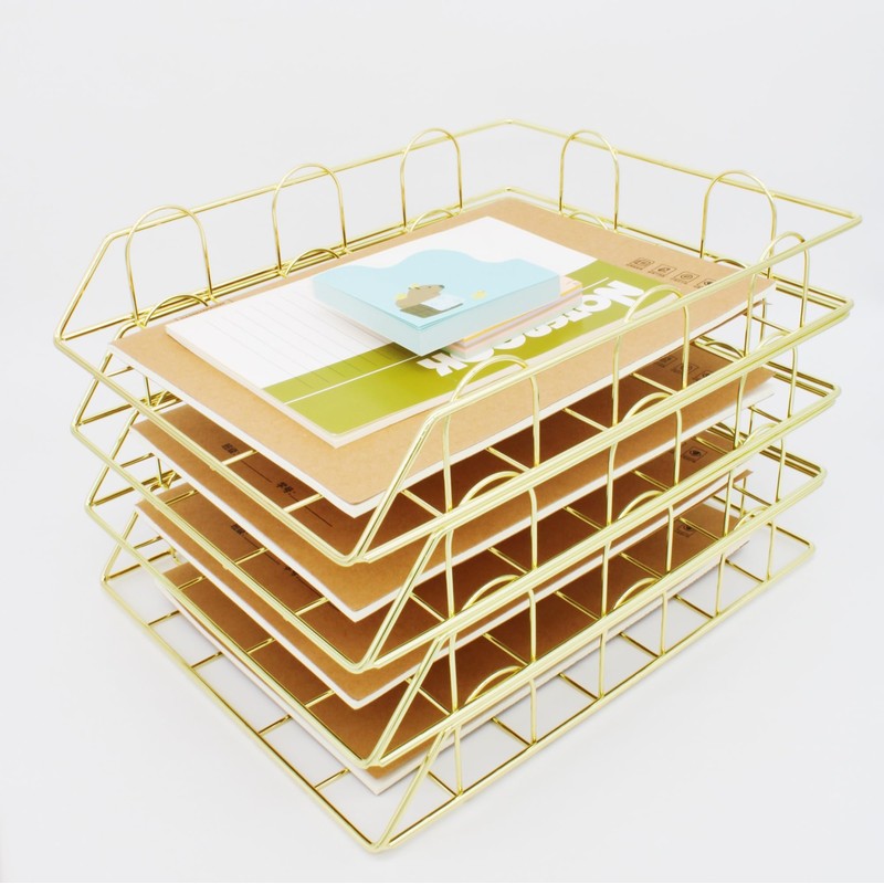 JIARI 4 Pack Desk Organizer Stackable Letter Tray Paper Organizer,