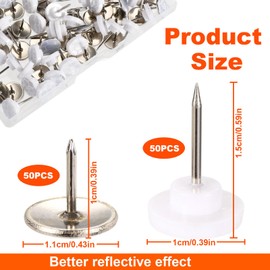 100pcs Reflective Tacks for Trail Marking, 2 Styles High Visibility Glow Tacks Marking Pegs Reflective Trail Markers for Hunting Hiking Tree Stand Camping (Silver)