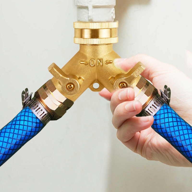 Triumpeek Brass Garden Hose Splitter, 3/4 Inch 2-Way Y Brass