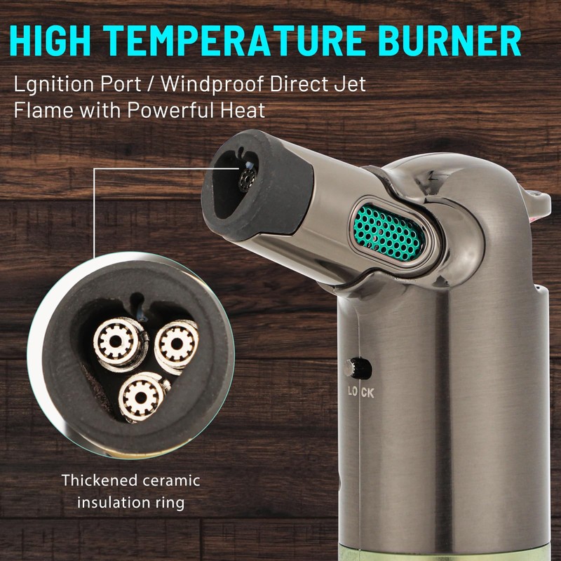 Refillable Butane Torch Lighter - Super Long Flame, Windproof, Adjustable