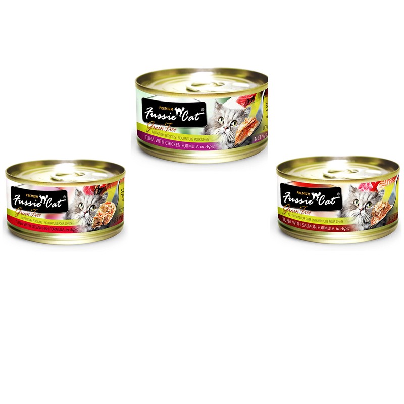 Fussie Cat Premium Grain Free Canned Cat Food 3 Flavor