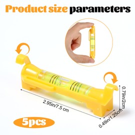 5PCS String Line Level Mini Hanging String Level Tools Bubble Spirit Post Level Measuring Layout Tools for Building Trades Bricklaying Tiling Engineering Surveying Metalworking(Yellow)