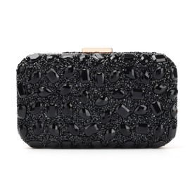 Fecialy Clutch Purses For Women Crystal Evening Bag Gemstone Handbag Formal Rhinestone Purse For Wedding Party