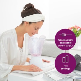 Beurer FS60 Facial Sauna, Facial Steamer for Cosmetic Facial Care, Opens the Pores and Moisturises, Soothing Steam, also Suitable for Aromatherapy and Inhalation, Pink