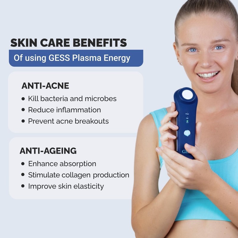 GESS Plasma Energy Cold Plasma Massager with Ceramic Plate, Skin